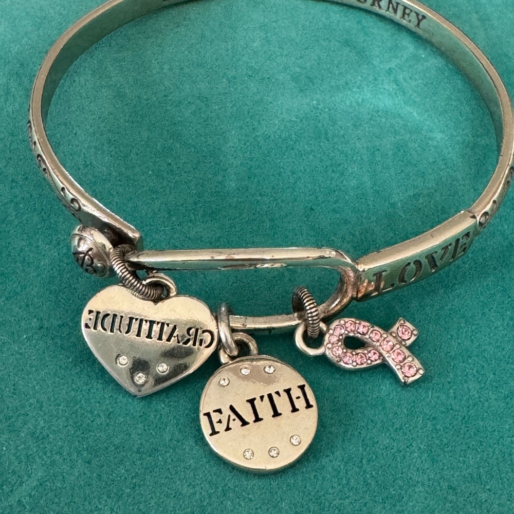 Silver Charm Bracelet with Pink Accents